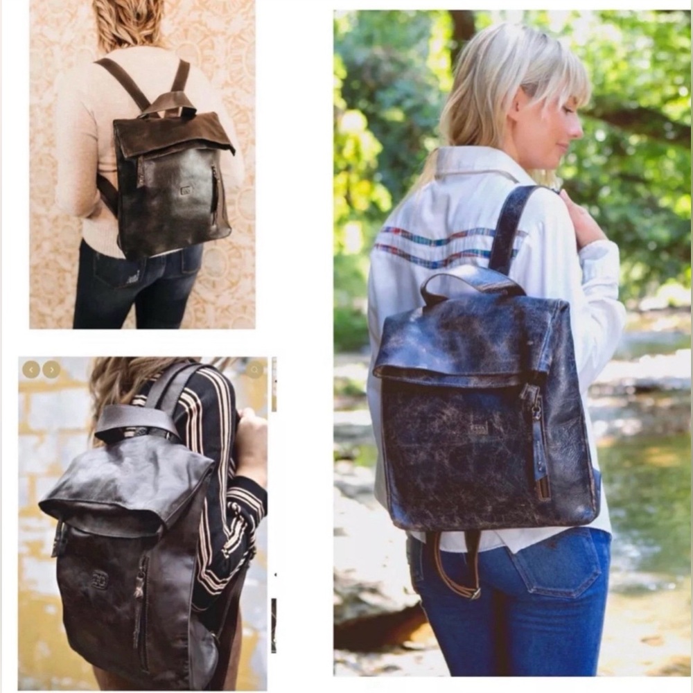 NWT Bed Stu Leather Howie Flapover Leather Backpack Black Rustic Retail $365 - Picture 14 of 14